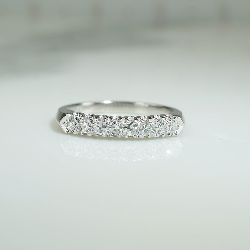 Classic Vintage Knife Edge Diamond Platinum Band