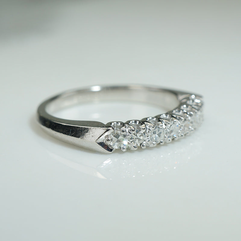 Classic Vintage Knife Edge Diamond Platinum Band