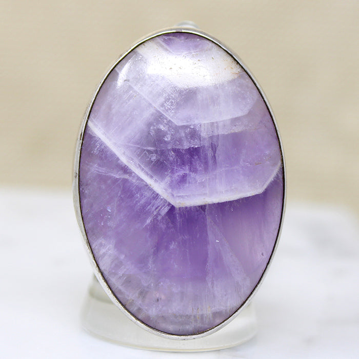Amethyst Crystal in Sterling Silver Bent Knudsen Ring