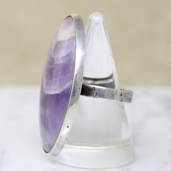Amethyst Crystal in Sterling Silver Bent Knudsen Ring