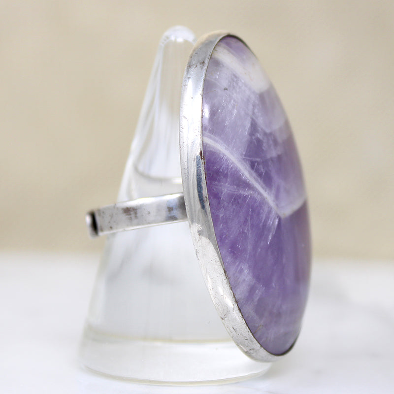 Amethyst Crystal in Sterling Silver Bent Knudsen Ring