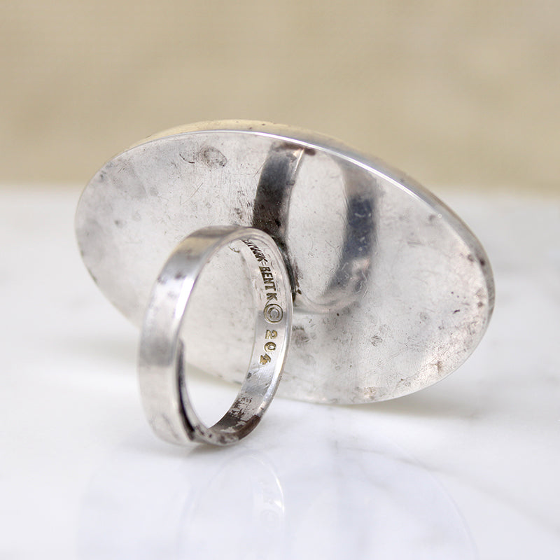Amethyst Crystal in Sterling Silver Bent Knudsen Ring