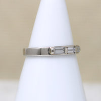 Three Baguette Diamonds in Flat White Gold Band