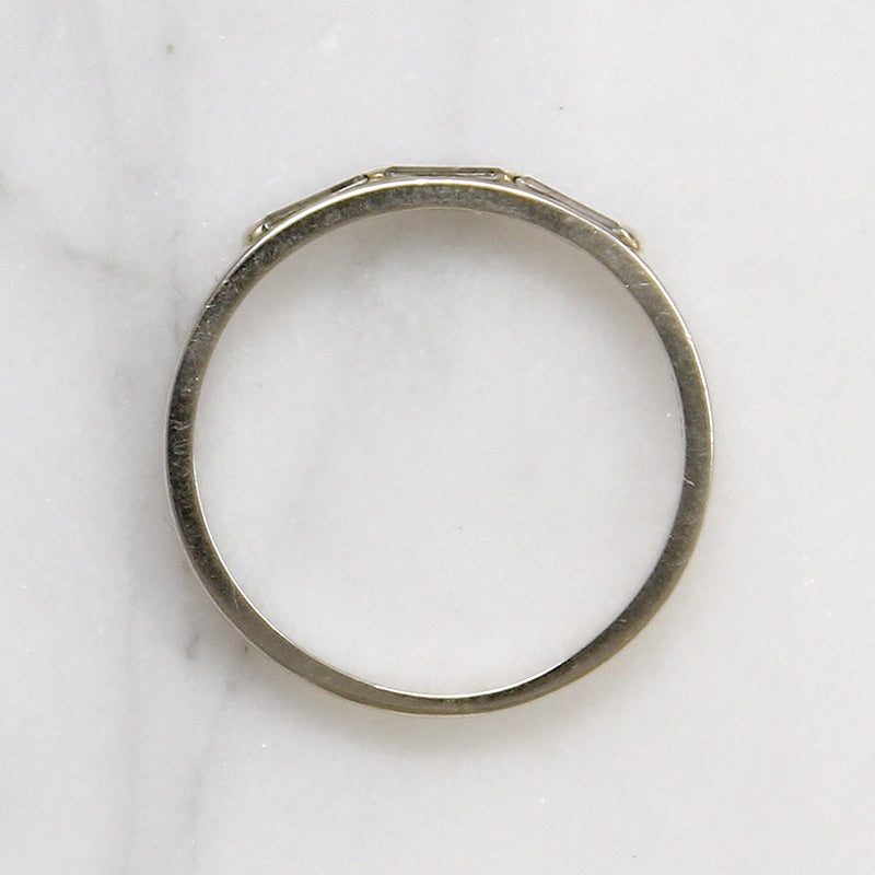Three Baguette Diamonds in Flat White Gold Band