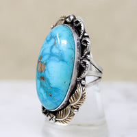 Stunning Turquoise in Sterling & Gold Statement Ring