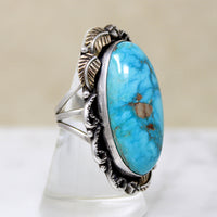 Stunning Turquoise in Sterling & Gold Statement Ring