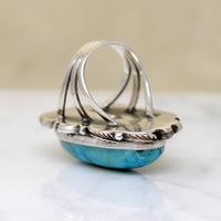 Stunning Turquoise in Sterling & Gold Statement Ring