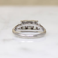 Art Deco Emerald Step Cut Diamond Trilogy Ring