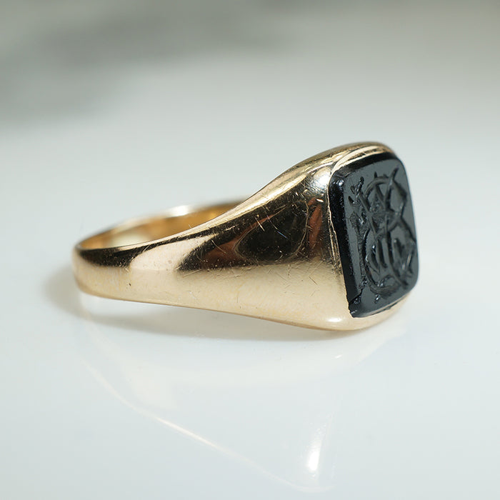 Handsome Edwadian Onyx Signet Ring