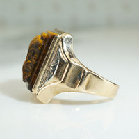 Tigers Eye Soldier Cameo Gold Ring