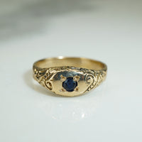 Engraved Gold and Sapphire Victorian Ring