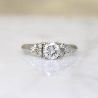 Romantic Retro White Gold & Diamond Engagement Ring