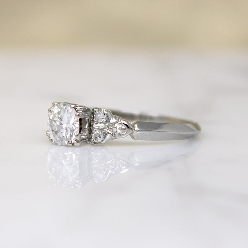 Romantic Retro White Gold & Diamond Engagement Ring