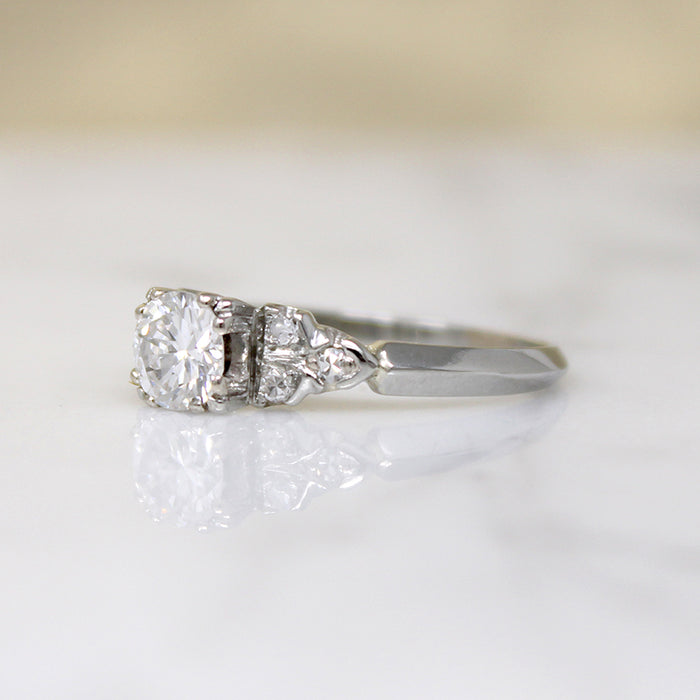 Romantic Retro White Gold & Diamond Engagement Ring