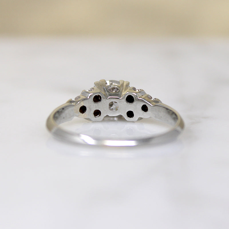 Romantic Retro White Gold & Diamond Engagement Ring