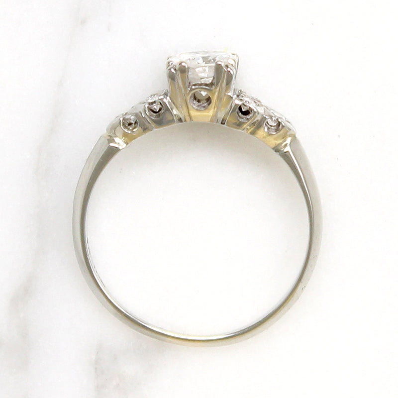 Romantic Retro White Gold & Diamond Engagement Ring