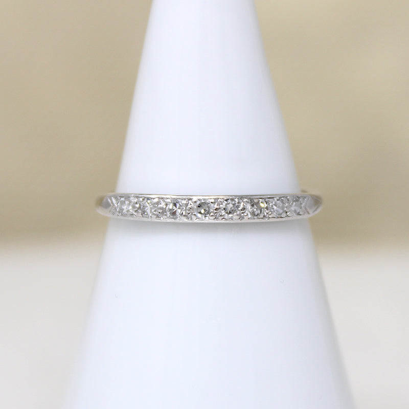 Petite Low Profile Diamond & Platinum Wedding Band