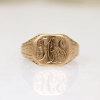 Gently Worn Acanthus Motif 14k Gold Signet Ring