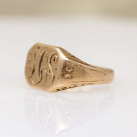 Gently Worn Acanthus Motif 14k Gold Signet Ring