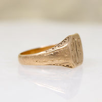 Gently Worn Acanthus Motif 14k Gold Signet Ring