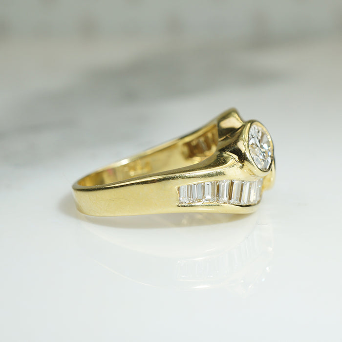 Rich Ruby & Diamond 18k Gold Bypass Ring