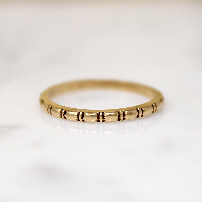Fun Engraved 14k Gold 1930s Band