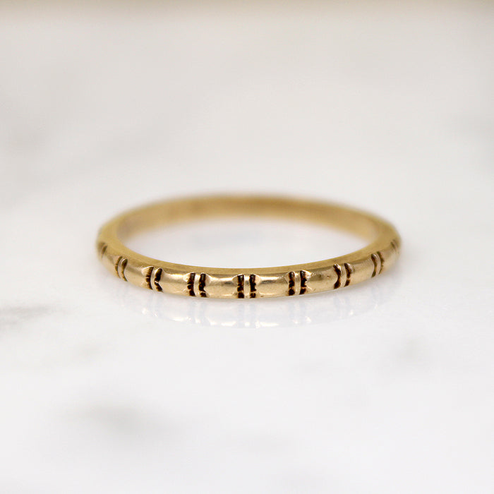 Fun Engraved 14k Gold 1930s Band