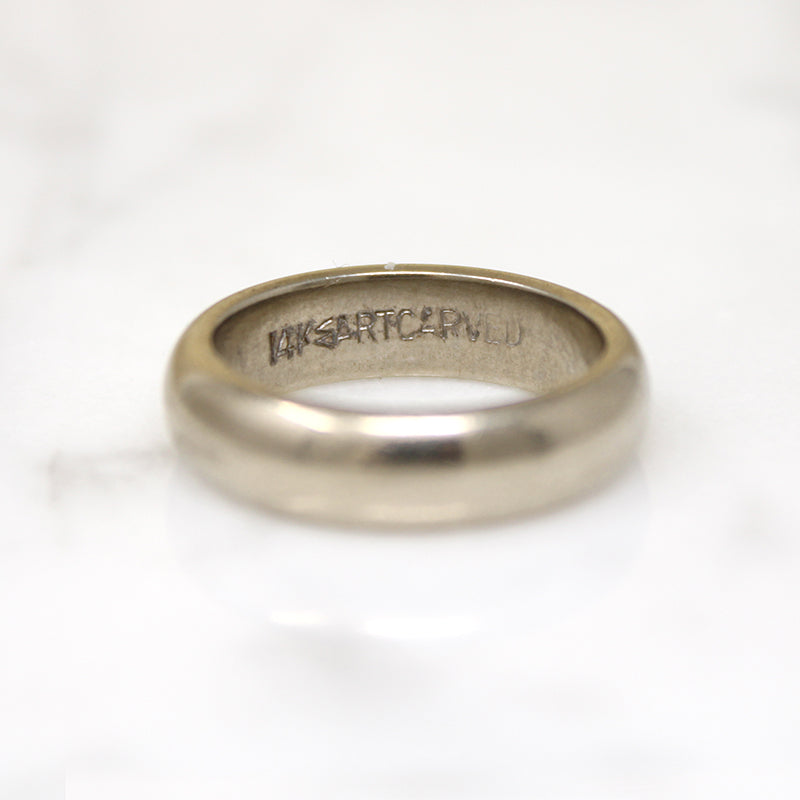 Curvy Half Round 14k White Gold ArtCarved Band