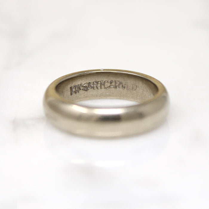 Curvy Half Round 14k White Gold ArtCarved Band