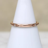 Engraved 14k Rose Gold Band with Diamonds