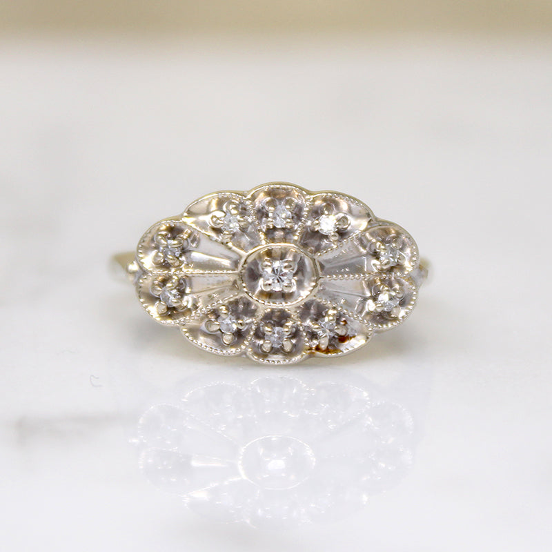 Mid Century Lacy Diamond Cluster Ring by Everwed