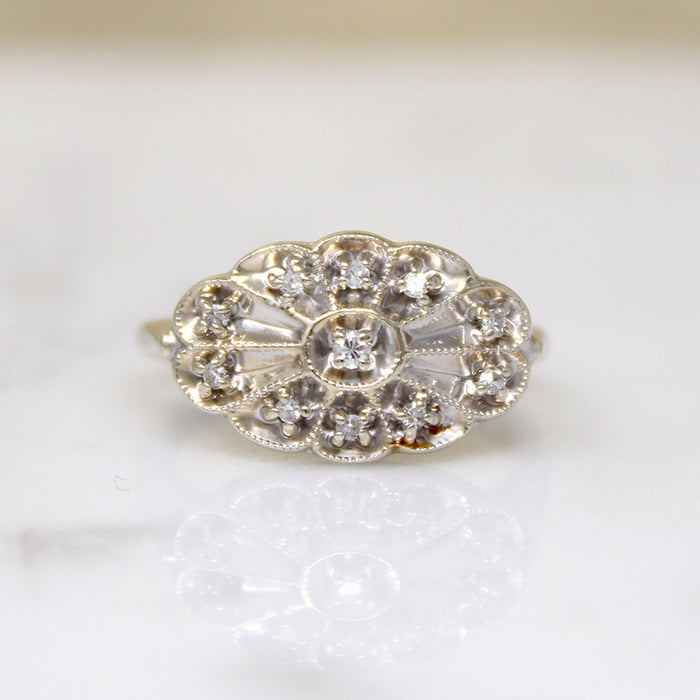 Mid Century Lacy Diamond Cluster Ring by Everwed