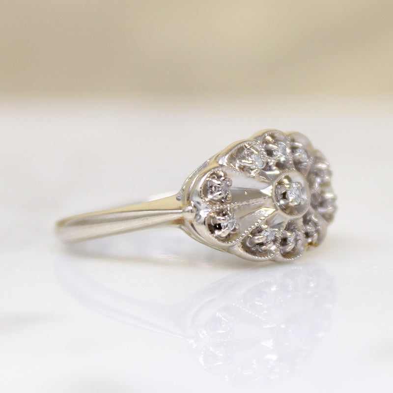 Mid Century Lacy Diamond Cluster Ring by Everwed
