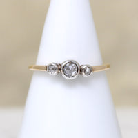 Silver & Gold Victorian Rose Cut Diamond Trilogy Ring
