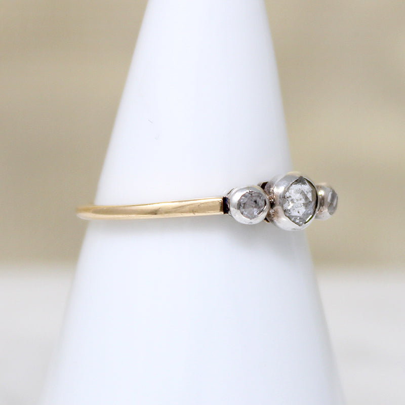 Silver & Gold Victorian Rose Cut Diamond Trilogy Ring