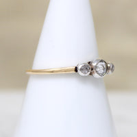 Silver & Gold Victorian Rose Cut Diamond Trilogy Ring