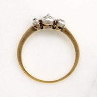Silver & Gold Victorian Rose Cut Diamond Trilogy Ring