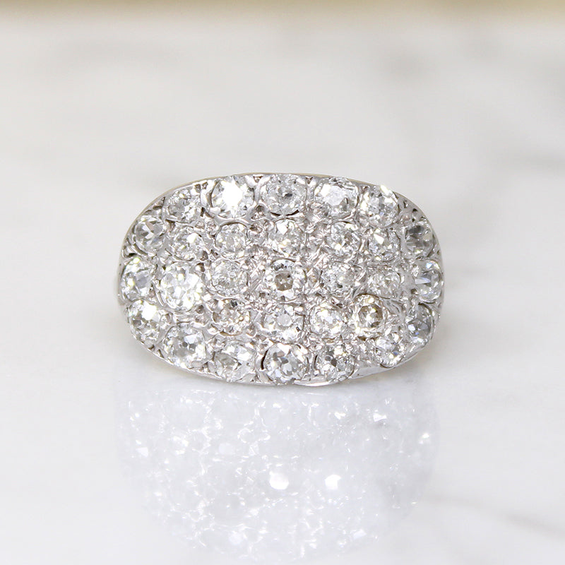 Old Mine & Old European Cut Diamond Cluster Ring