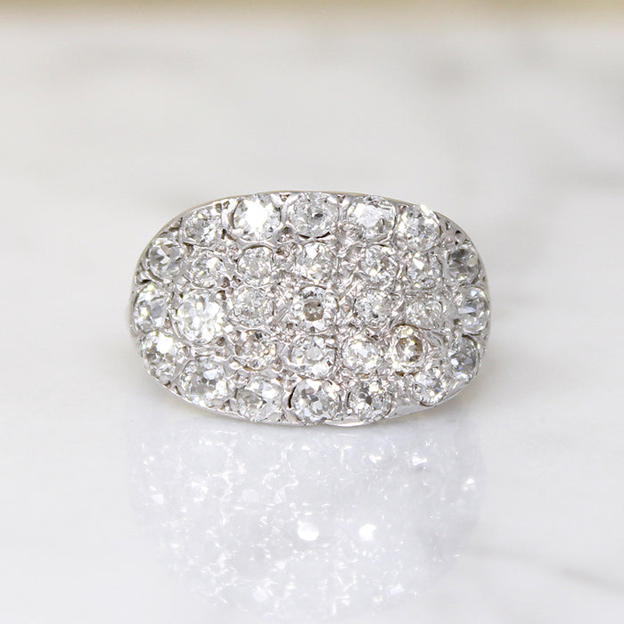 Old Mine & Old European Cut Diamond Cluster Ring