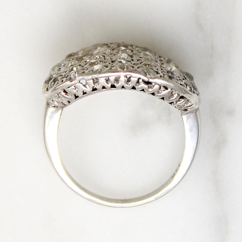 Old Mine & Old European Cut Diamond Cluster Ring