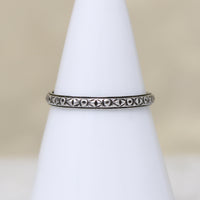 Engraved Sterling Silver Art Deco Flower Band 