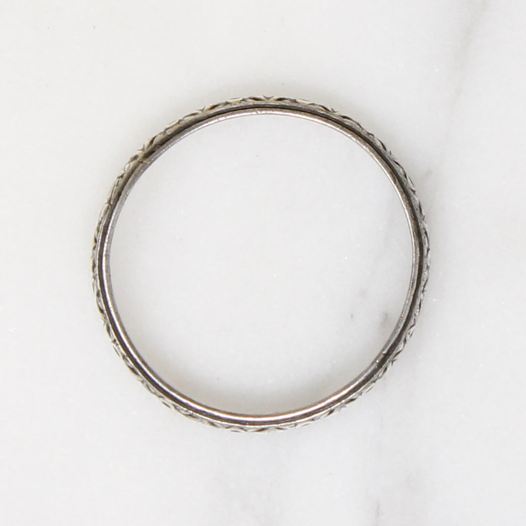 Engraved Sterling Silver Art Deco Flower Band 