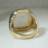 Heavy Gold Chalcedony Family Crest Ring