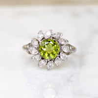 Peridot Cocktail Ring with Diamond Halo