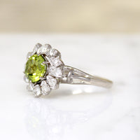 Peridot Cocktail Ring with Diamond Halo