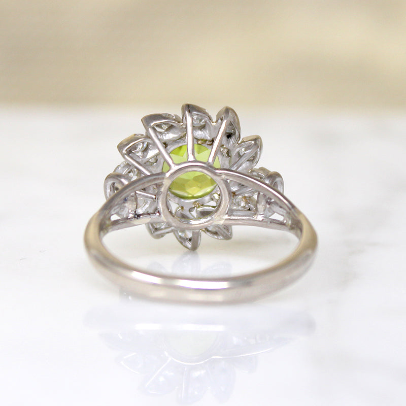 Peridot Cocktail Ring with Diamond Halo