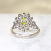 Peridot Cocktail Ring with Diamond Halo