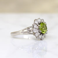 Peridot Cocktail Ring with Diamond Halo
