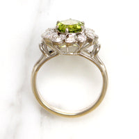 Peridot Cocktail Ring with Diamond Halo