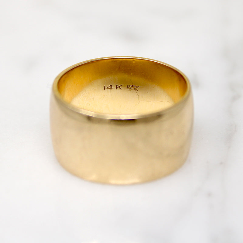 Luxe 10.8mm Wide 14k Gold Cigar Band